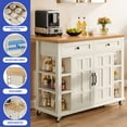 thumbnail image 4 of ModFusion 45" Kitchen Island Cart Drop Leaf Power Outlet Rolling Storage Cabinet Drawers Side Shelves, 4 of 10
