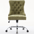 thumbnail image 6 of PAPROOS Vanity Chair, Swivel Home Office Chair, Ergonomic Home Desk Chair with Silver Metal Base, Adjustable Height, Chenille Upholstered Tufted Button Task Chair, Gray, 6 of 10