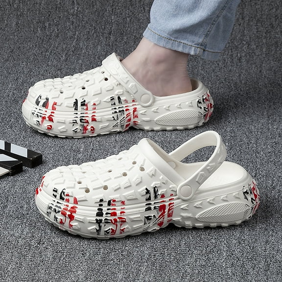 Men's casual fashion slippers, outdoor casual sandals, comfortable and durable hole shoes,