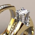 thumbnail image 6 of Hyasfey 2Pcs Women Rings Two-color Gold-plated Shiny Geometric Sparkling Decoration Gifts Cubic Zirconia Inlaid Wedding Engagement Rings Jewelry for Girlfriend, 6 of 7