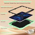 thumbnail image 3 of FJLBDE Case for iPad Pro 11 Inch 2022/2021/2020/2018 with Butterfly Stand, Shockproof Protective Tablet Cover with Shoulder Strap for Kids Girls, Green, 3 of 7