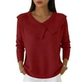 thumbnail image 2 of Long Sleeve Sweaters for Women Shawl Collar Knit Top Casual Loose Pullover Wine XL, 2 of 5