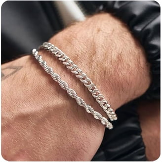 Lot De 7 Bracelets Argent Sterling 925 Pour Homme – Faits Main En Inde, Style Empilable