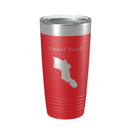 

Round Pond Tumbler Lake Map Travel Mug Insulated Laser Engraved Coffee Cup Acadia Maine 20 oz Red