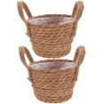 thumbnail image 2 of 2Pcs Rustic Hand Woven Plant Basket Natural Woven Flower Planter Plant Container with Handle, 2 of 4