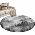 thumbnail image 2 of Area Rug 36in, Watercolor Forest Tree Mountain Floor Carpet Living Room Rug, Black Gray Natural Scenic Non-Slip Welcome Mat Indoor Rugs for Bedroom Dining Room, 2 of 9