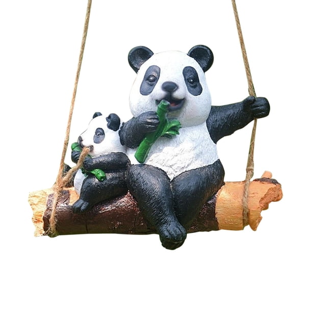 Estatua colgante de animal columpio para jardín, escultura decorativa pintada a mano, amplia aplicación Panda