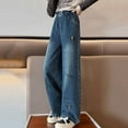 thumbnail image 4 of OGLCCG Girls Vintage Wide Leg Jeans Teen Youth Casual Loose Denim Pants with Pockets High Elastic Waist Y2K Streewear Jeans 5-14 Years, 4 of 8