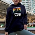 thumbnail image 2 of Retro This Kid Loves Monster Trucks - Truck Lover or Enthusiast, Navy Blue Hooded Sweatshirt or Hoodie, Small, 2 of 5