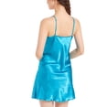 thumbnail image 5 of Defitshape Women's Silk Nightgown Summer Lace Short Pajama Dresses Satin Sleep Dress V Neck Spaghetti Strap Chemises Backless Sleepwear Sleeveless Nightie Sexy Lingerie Peacock Blue X-Large, 5 of 5