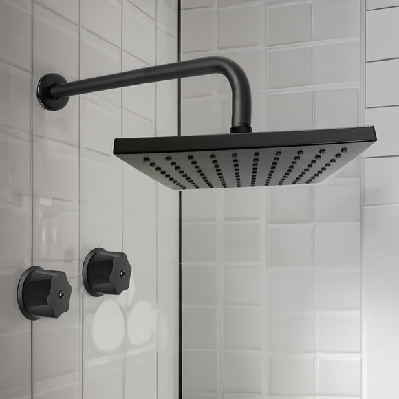 REGADERA DUCHA CUADRADA ABS 20 CMS NEGRO INCLUYE BRAZO Y MANERALES