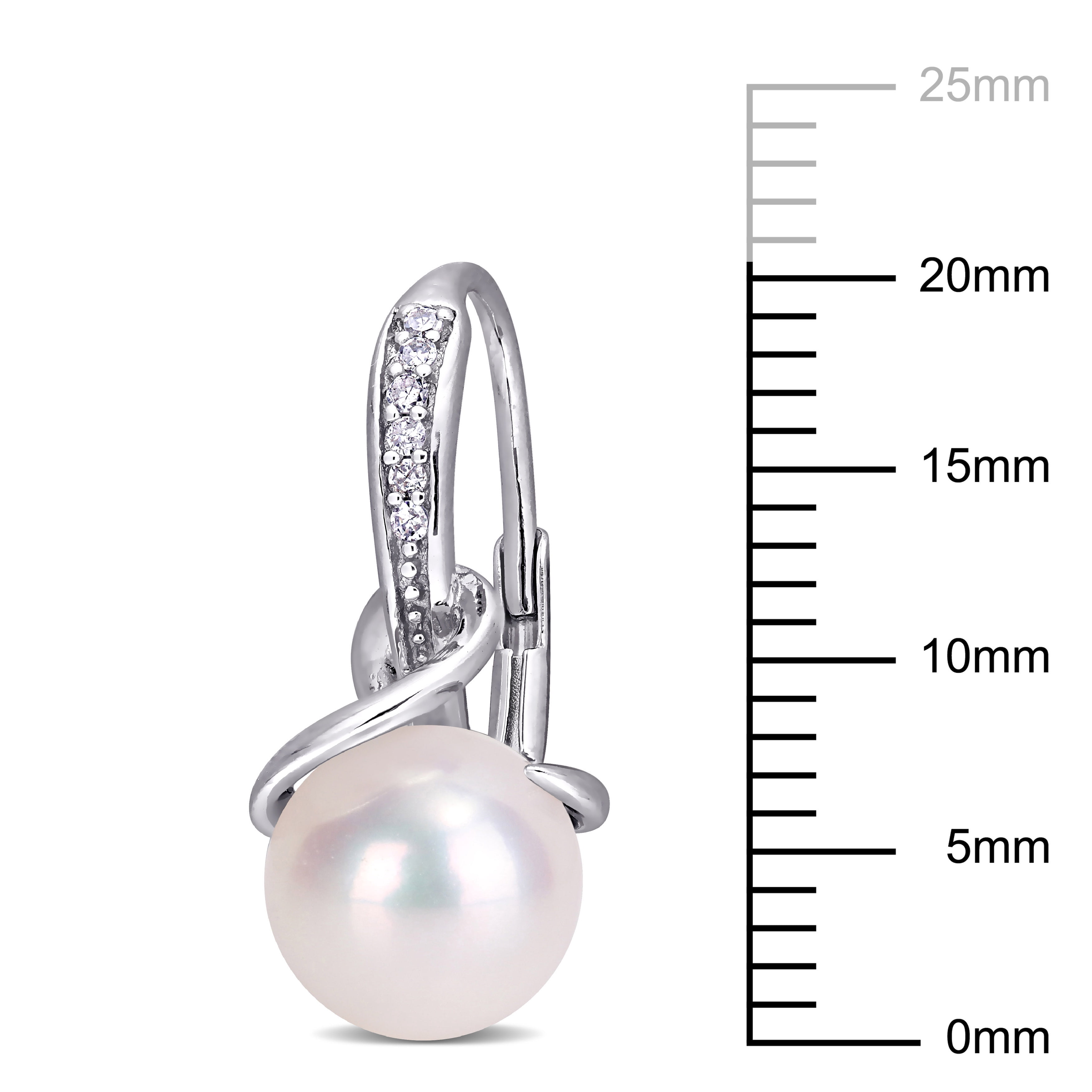 Everly Women's 8-8.5mm Cultured Freshwater Pearl & Diamond Accent Sterling Silver Twist Earrings