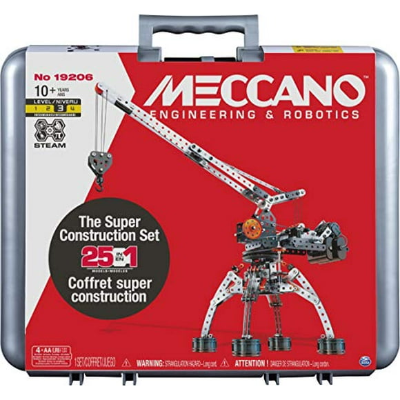 Meccano, Super Construction 25-in-1 Motorized Building Set, STEAM Education Toy, 638 Parts, for Ages 10+