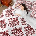 thumbnail image 4 of Manfei Ancient Damask Jacquard 7-Piece Bedding Comforter Set,Boho Floral Baroque Flower King Bedding Sets,Red White Bed Sheets For Kids,Breathable Home Decor Reversible, 4 of 8