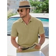 thumbnail image 2 of RICHCOIN Mens Casual Polo Shirt Summer Short Sleeve Vacation Button Beach Knit Stretchy Golf Shirts, 2 of 7
