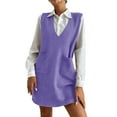 thumbnail image 2 of ZyeKqe Womens Dresses V Neck Sleeveless Knit Pullover Sweater Vests Dresses Casual Loose Fall Winter Outfits with Pockets, 2 of 10