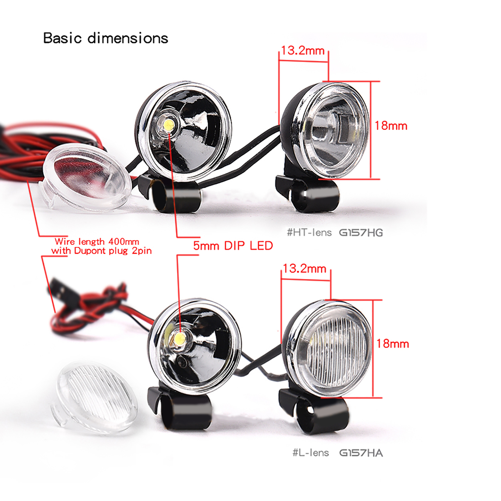 1/10 RC Crawler LED Headlight Roof Lamp Kit – White, For Axial SCX10, TRX4, TRX6