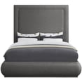 thumbnail image 3 of Pemberly Row Mid-Century Gray Linen Textured Fabric King Bed, 3 of 7