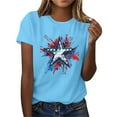 thumbnail image 5 of Short Sleeve Summer T-Shirts for Women Stars Hearts Printed Tops July 4th Outfits Casual Crew Neck Base Tees (3XL, Sky Blue), 5 of 7