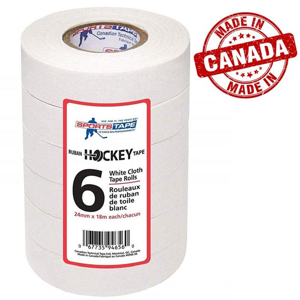 Sports Tape Hockey Tape, 6 Rolls, 1 Inch Wide, 20 Yards Long (Cloth) White