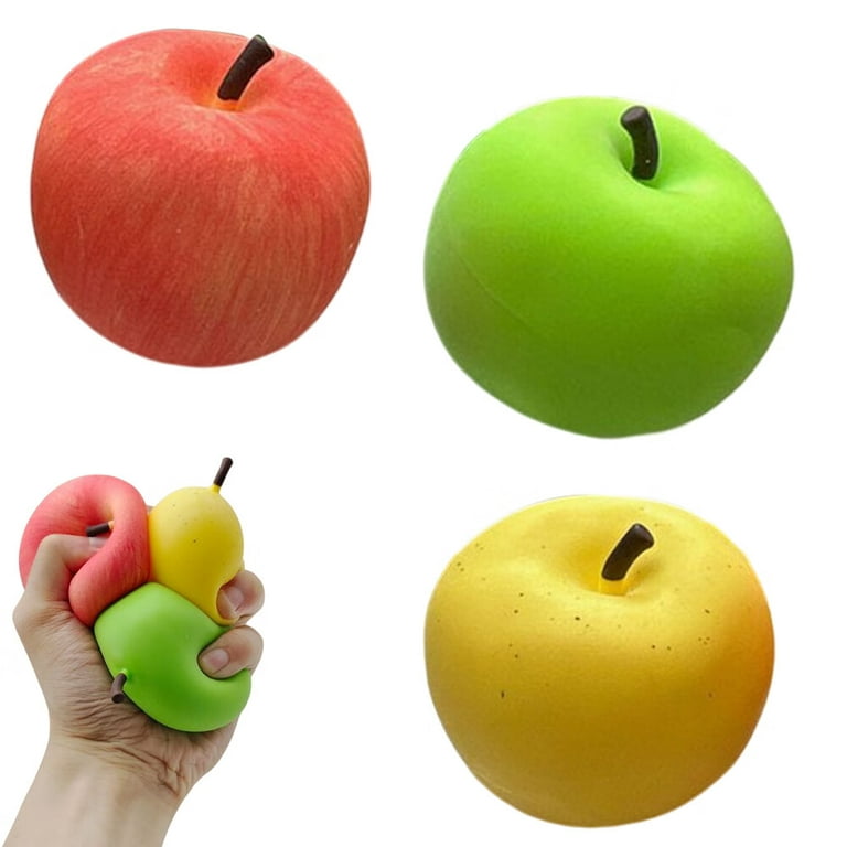 FASLMH 2 Pieces Apple Stress Ball Fruit Stress Ball with Pinch Toys Party  Favors for Adults Teens Finger Exercise Anxiety Relief Party Supplies 