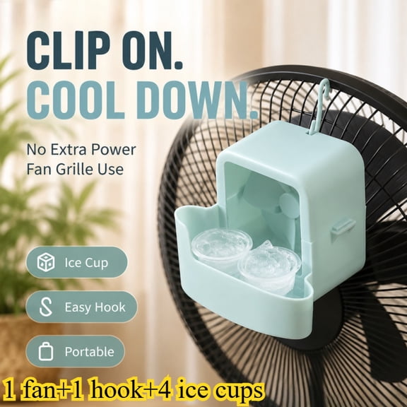 Portable Fan Cooling Attachment - No-Drill Ice Box Fan Cooler with Hook, Energy-Saving Evaporative Air Cooler for Home, Office, Apartment, Patio & Outdoor Tent (Blue)