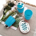 thumbnail image 6 of Unique Bargains 1 Set Elegant Soap Pump Dispenser Toothbrush Holder and Soap Dish Set for Bathroom for Laundry Rooms Blue, 6 of 6