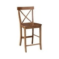 thumbnail image 3 of 36" Solid Wood Round Pedestal Table in Distressed Oak with 2 X-Back Stools, 3 of 5