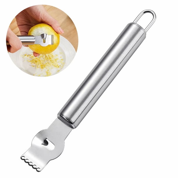 Raspador de limón de acero inoxidable, raspador de Metal, pelador de frutas multifunción, pelador de naranjas, herramienta de cocina