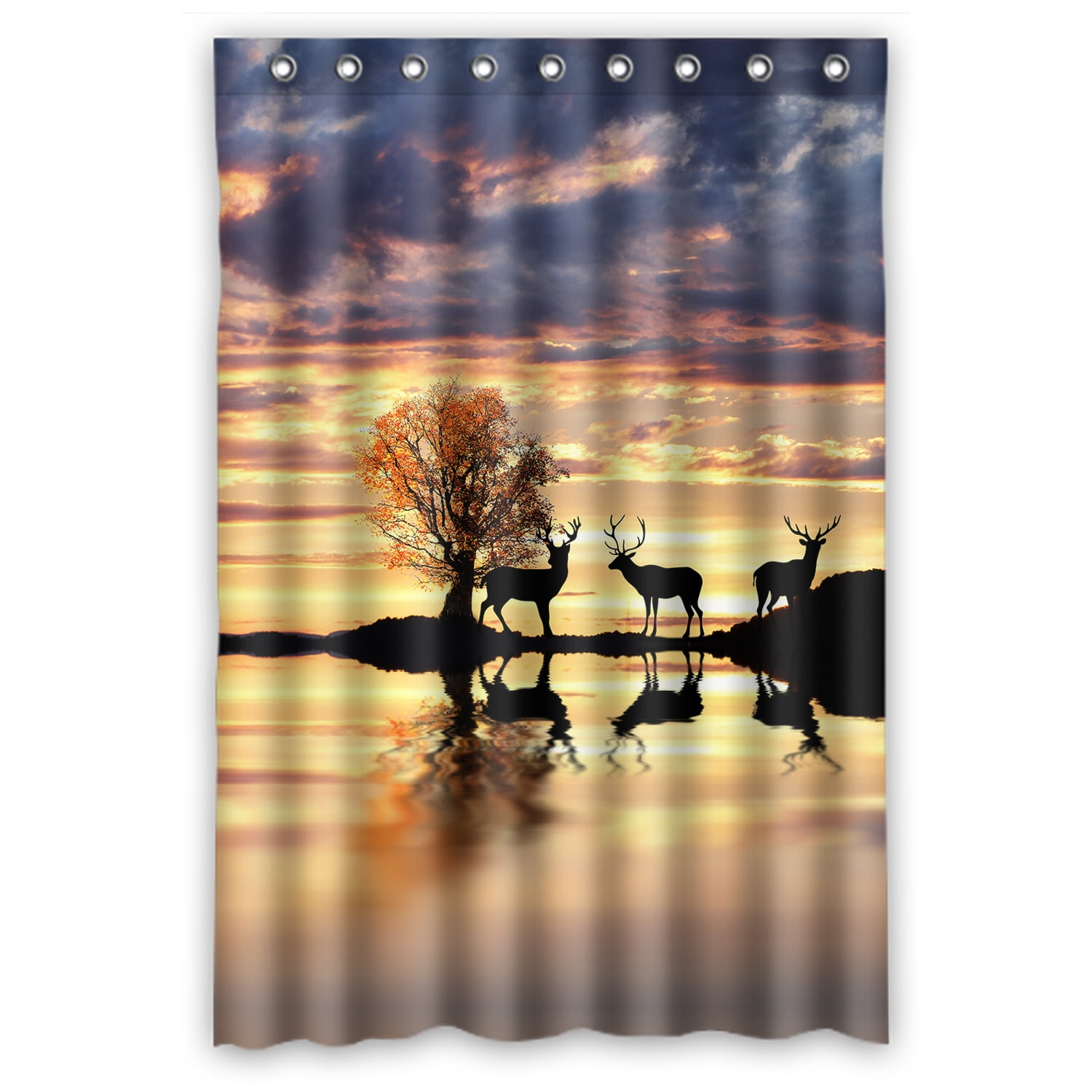 YKCG African Animal Deer Sunset Lake Theme Landscape Waterproof Fabric