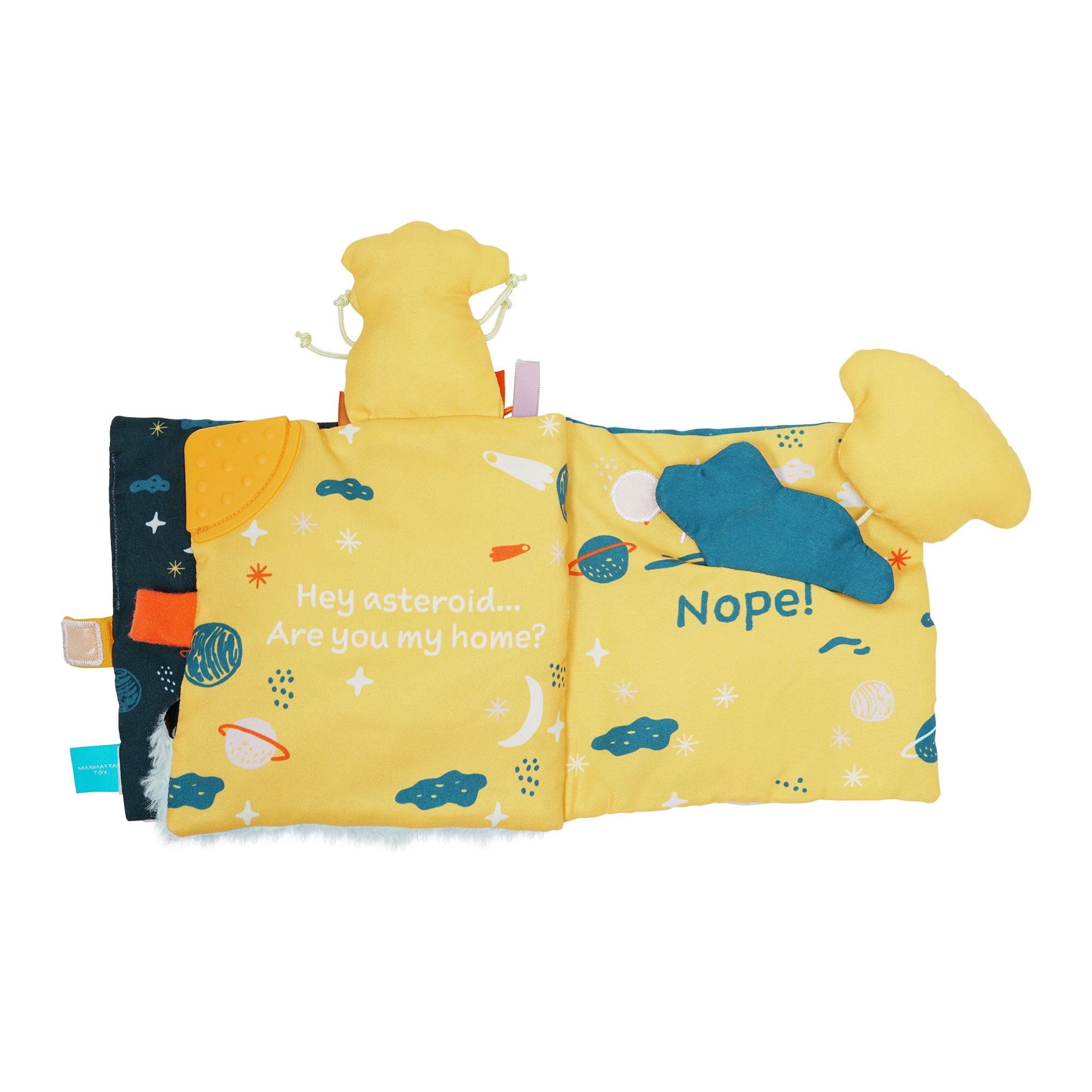 Manhattan Toy Little Rocket Finds Home Soft Activity Crinkle Book for Baby & Toddler with Tethered Characters