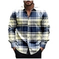 thumbnail image 3 of lcziwo Back to College Sale Men's Plaid Shirt Long Sleeve Button Down Shirts Casual Muscle Fit Lapel Blouse Outdoor Work Tops Vacation Outfits, 3 of 6