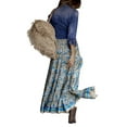 thumbnail image 5 of Qiylii Women Boho Long Skirt High Low Side Split Hem Ruffle Waist Swing Skirt, 5 of 9