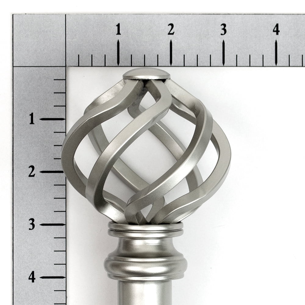 Lumino 1" Nickel Prima Cage Adjustable Single Curtain Rod Set, 42"-120"