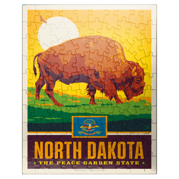 MyPuzzle - North Dakota: The Peace Garden State - Premium 100 Piece Jigsaw Puzzle for Adults