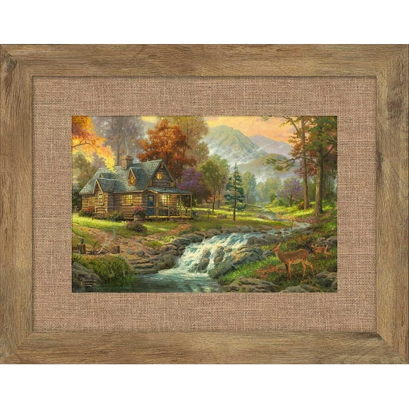 Thomas Kinkade Mountain Retreat Framed Print