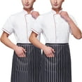 thumbnail image 1 of 2-Pack Unisex Chef Jacket Color Piping Chef Coat Restaurant Kitchen Working Chef Uniform Short Sleeve, 1 of 1