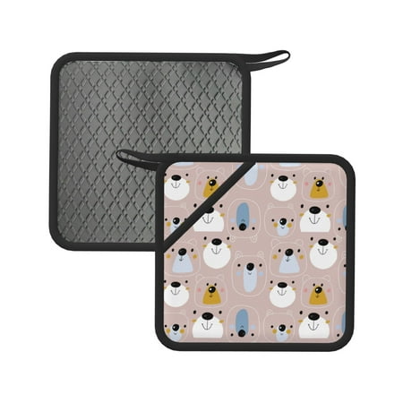 

Matuu Cute Hand Drawn Bear for Square Silicone Anti-hot Pad for Kitchen Potholders Hot Dishers Spoon Holder