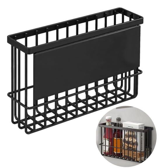 Magnetic Laundry Room Organizer - No Drill Strong Hold Metal Wall Mount for Dryer Balls, Lint Roller & Supplies, Black