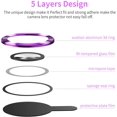 thumbnail image 4 of Camera Lens Protector for iPhone 14 ProMax/iPhone 14 Pro, for iPhone 14 ProMax Screen Protector for Lens, 9H Tempered Glass Film Full Cover Sticker Accessories,Aluminum Alloy Lens Screen Cover-Purple, 4 of 5