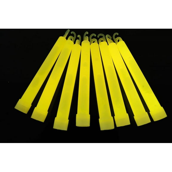 DirectGlow 12 Ct Yellow Jumbo 6 Inch Safety Glow Sticks Bright Neon Industrial Grade