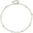 thumbnail image 4 of Solid 14K Yellow Gold Polished and Diamond Cut Heart w/1in ext. Anklet - 10"- Made In Italy, 4 of 6