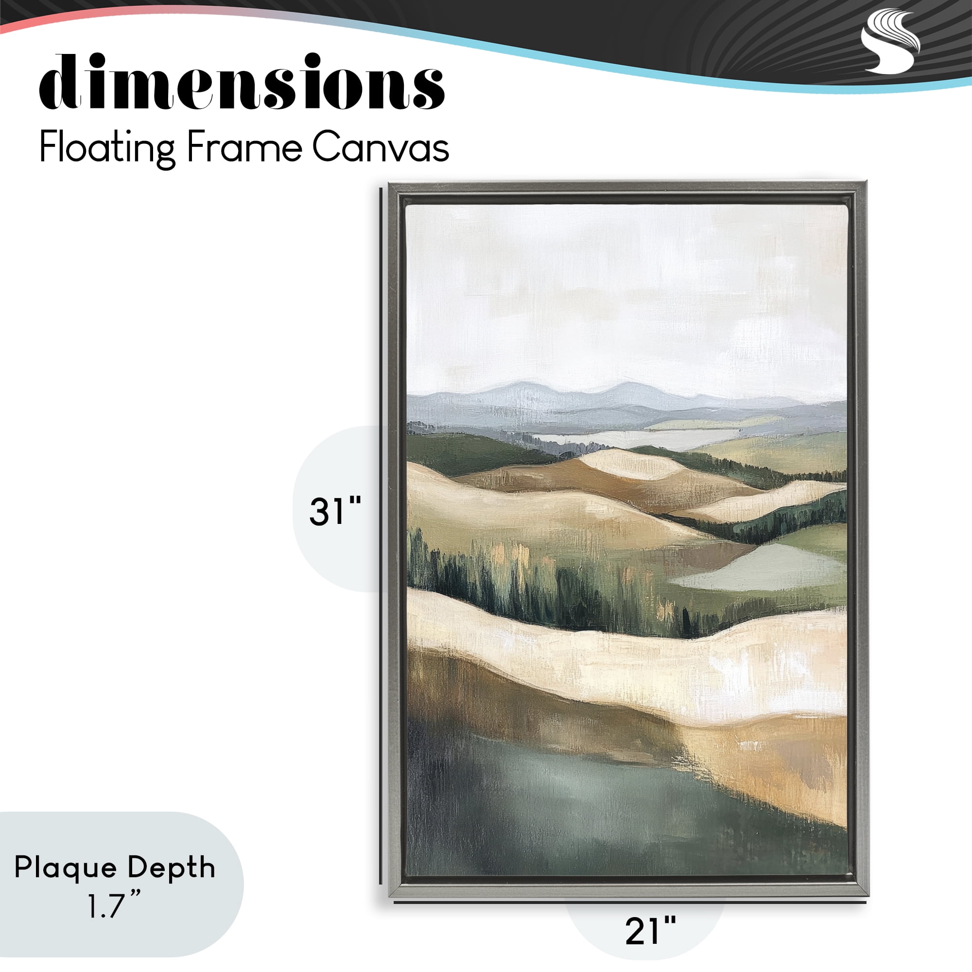Stupell Industries Tranquil Rolling Hills & Fields Gray Framed Floater Canvas Wall Art, design by Petal Prints Design