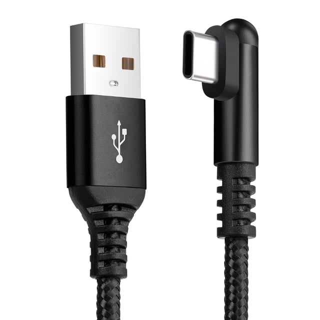 USB C Cable 10FT Right Angle, ROFAY 3.1A USB Type C Charger Cable Fast Charging Compatible with iPhone 16 Pro Max 15 Plus, Galaxy S25 Ultra S24, iPad Pro, MacBook Air (Black)