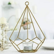 BalsaCircle 2 Pieces 9" Gold Geometric Pentagon Hanging Candle Holders Party Centerpieces