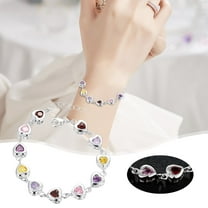 Latrodar 925 Bracelet Adjustable Bangle Love Heart Bracelets For Womens Girls Zirconia Birthstone as shown up to 50% Off