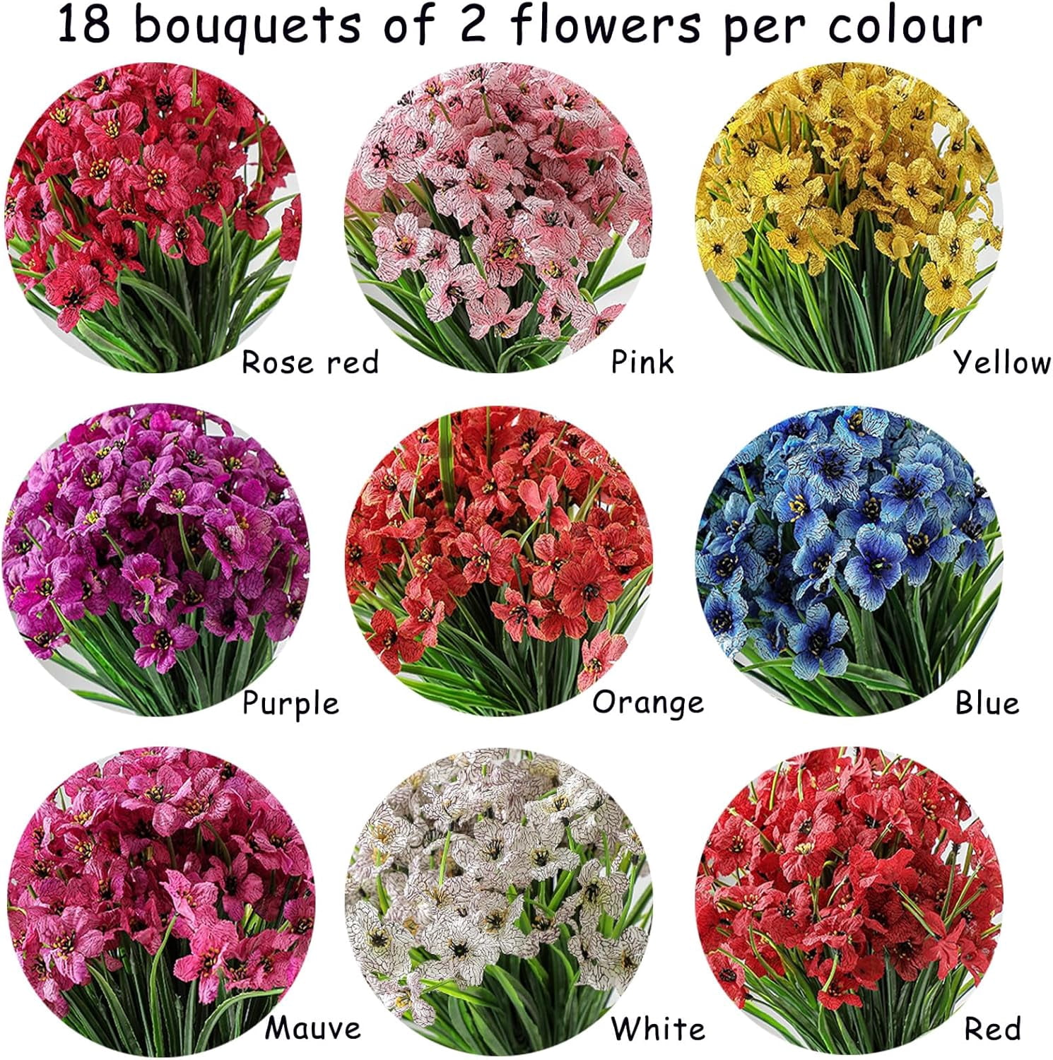 10 Bundles Artificial Flowers for Outdoors,UV Resistant No Fade Faux Silk Flowers,Fake Plastic Plants for Indoor Outside Garden Porch Window Box Hanging Planter Decor