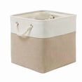 thumbnail image 2 of Collapsible Fabric Storage BIN, 11-inch Square Cotton Linen Organizer Basket with Weaving Rope Handles for Closet, Nursery, and Home Organization,Camel, 2 of 7