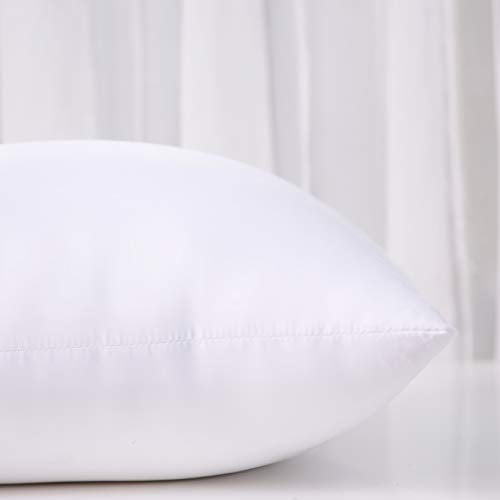 Acanva Throw Pillow Inserts Soft Couch Stuffer Hypoallergenic Polyester Square Form Washable Cushion Euro Sham Filler, 20-2P, White, 2 Count
