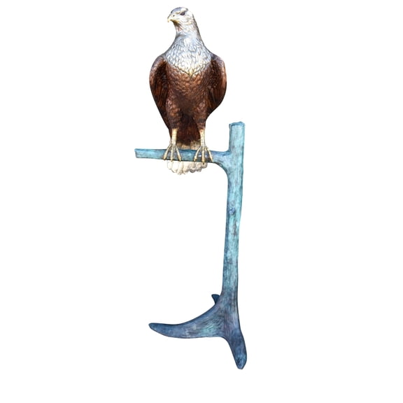 Nifao Very Detailed Eagle Standing on A Tree Branch Bronze Statue – Garden Outdoor Decor Sculpture, 24"L x 28"W x 66"H